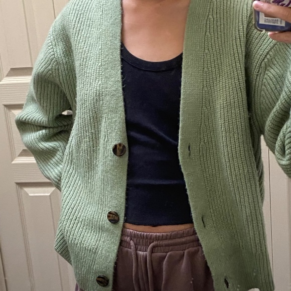 Y2K H&M Green Button Up Cardigan Sweater - Picture 4 of 4